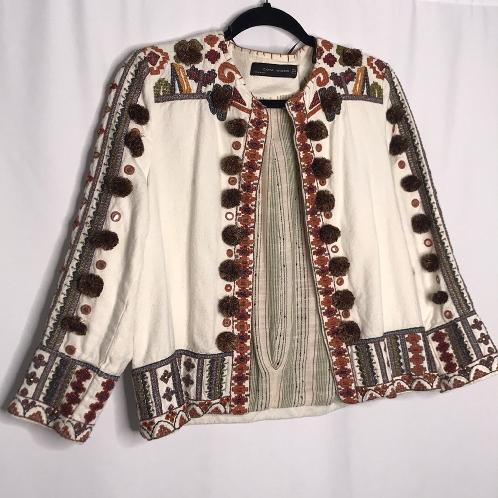 Zara Linen Tapestry Jacket Size Medium